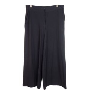 EILEEN FISHER Pants Womens 6 Black Wide Leg Cropped Viscose Pants Relaxed Pocket